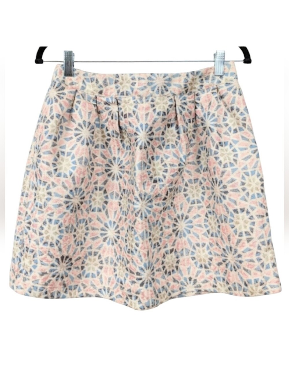 Miami Floral Pastel Mini Skirt Metallic Gold Accents Geometric Fairycore Y2K M